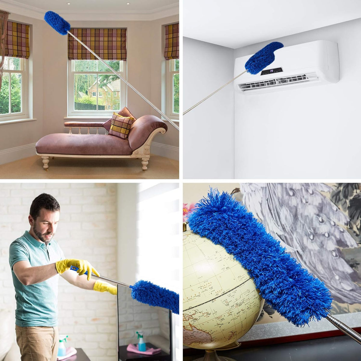 Cobweb Duster with ExtensionPole,Dusters for Cleaning with 2 DusterHeads