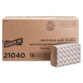 Genuine Joe Multifold Paper Hand Towels, 1-Ply Kraft, 9.25" x 9.4", 100% Recycled, 250 Count Per Pack (16 Pack, 4,000 Total Sheets) - Commercial Washroom & Restroom Supplies