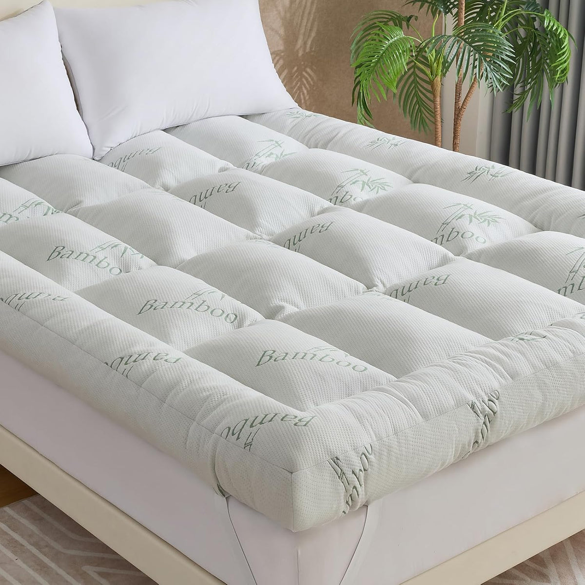 WhatsBedding 4 Inch Memory Foam Mattress Topper Queen for Back Pain Relief, Filled with Breathable Gel Memory Foam