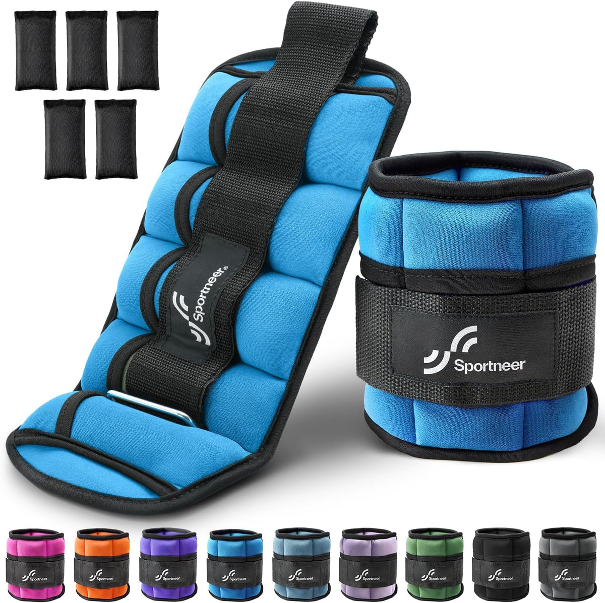Sportneer Adjustable Ankle Weights, 2-7 lb per Pair, Removable Weights