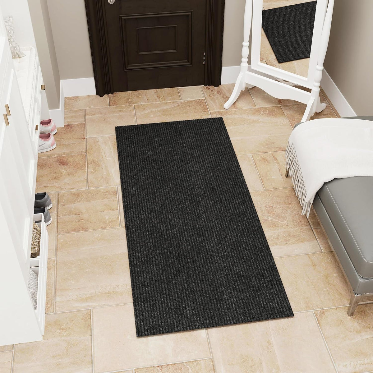 Ottomanson Waterproof Runner Rug 2’x6, Non Slip Indoor Outdoor Door Mat