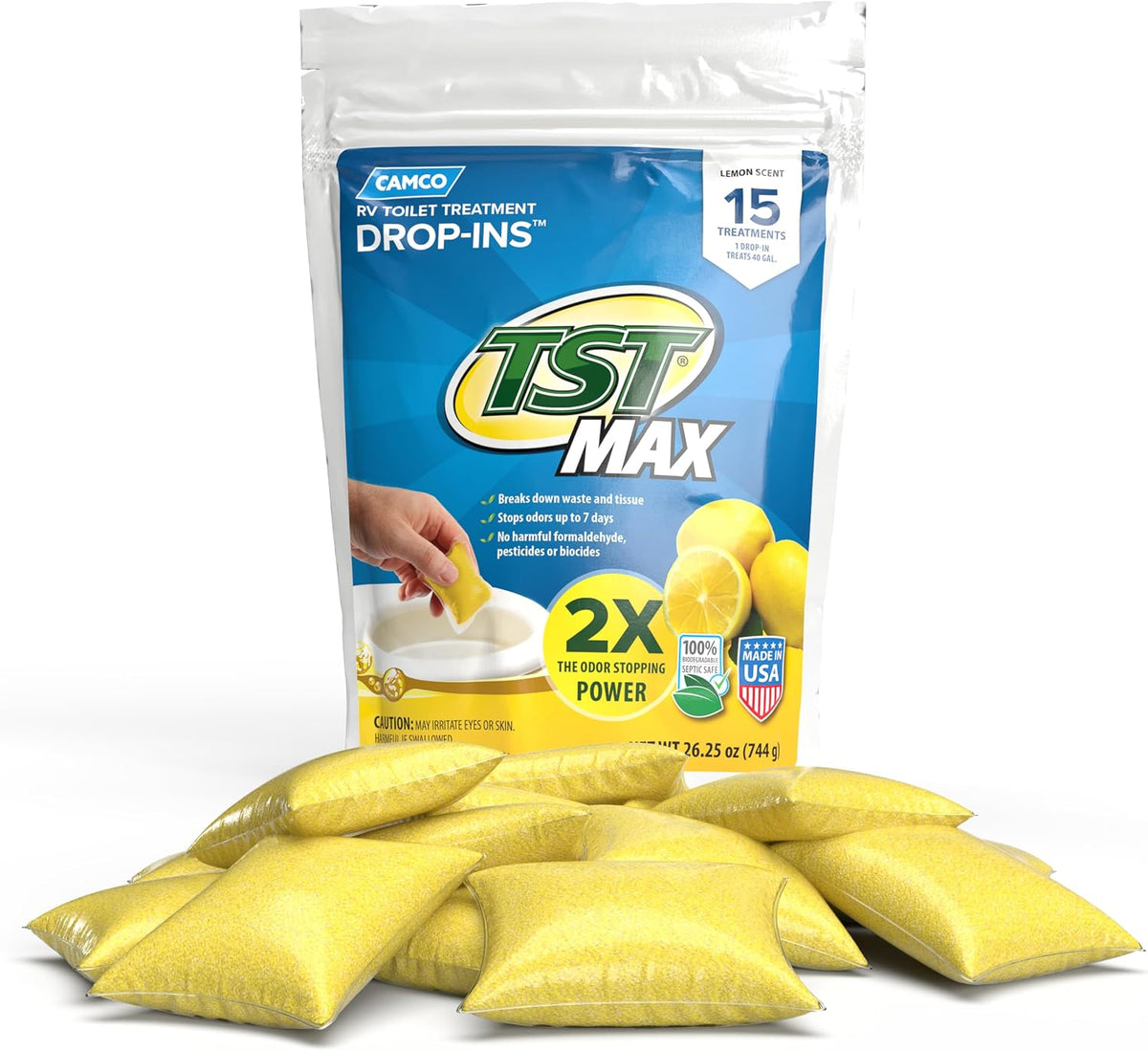 Camco TST MAX RV Toilet Treatment Drop-INs - Orange 30-pk - Made in the USA