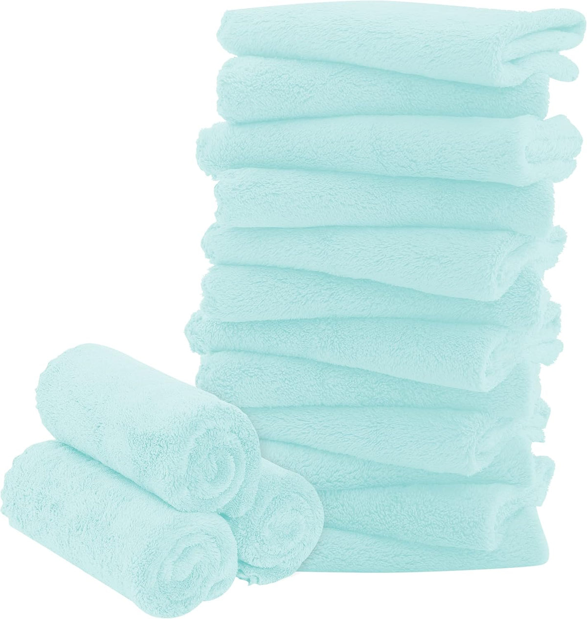 16 Pack Baby Washcloths - Luxury Multicolor Coral Fleece - Extra Absorbent and Soft Wash Clothes for Newborns, Infants and Toddlers - Suitable for Sensitive Skin and New Born - Baby Shower, 10x10 Inch