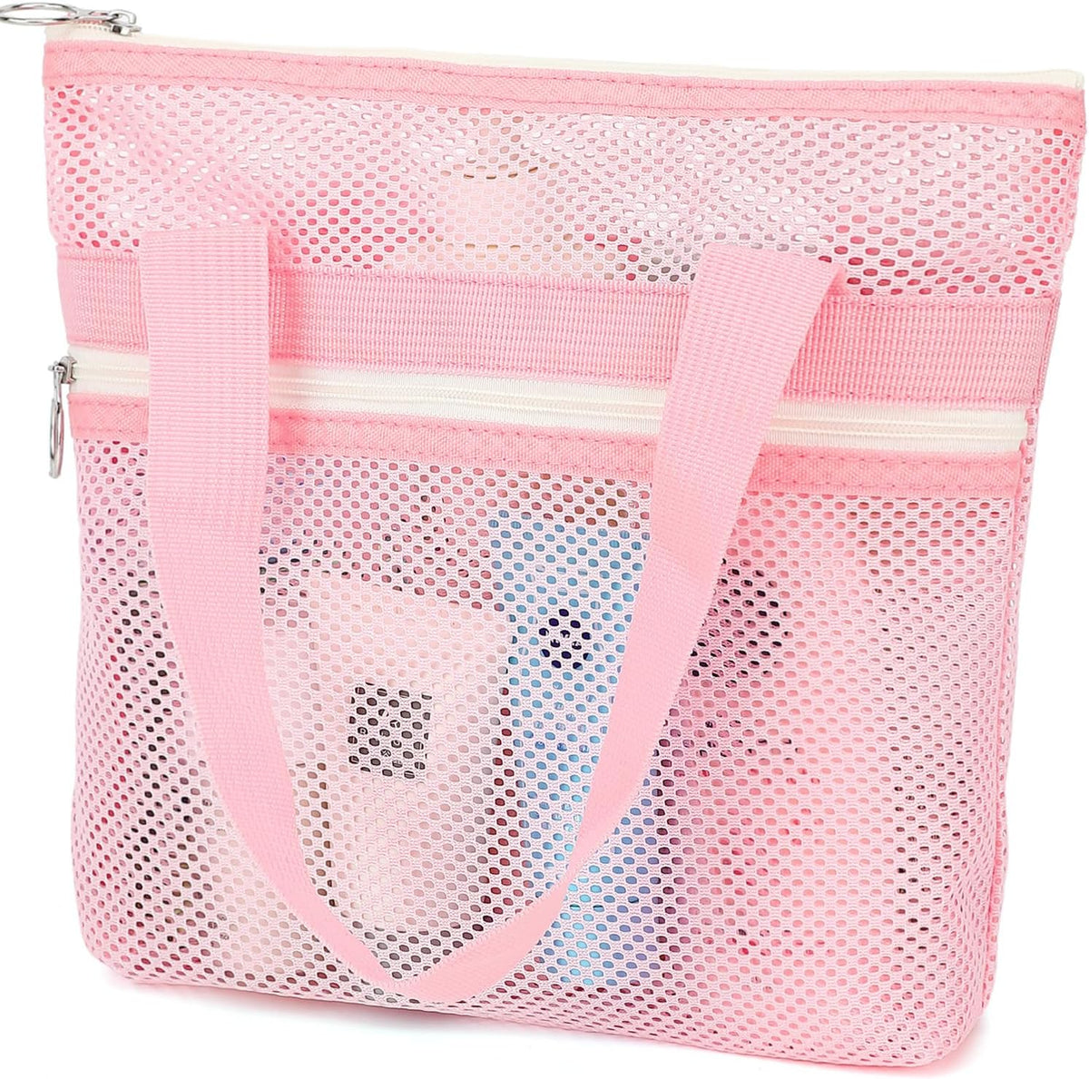 GYEUKHAM Mesh Shower Bag with 2 Zipper Pockets & Dual Handles, Quick-Drying Hanging Shower Caddy for College Essentials,Sunscreen,Dorm, Gym, Travel & Camping, Black