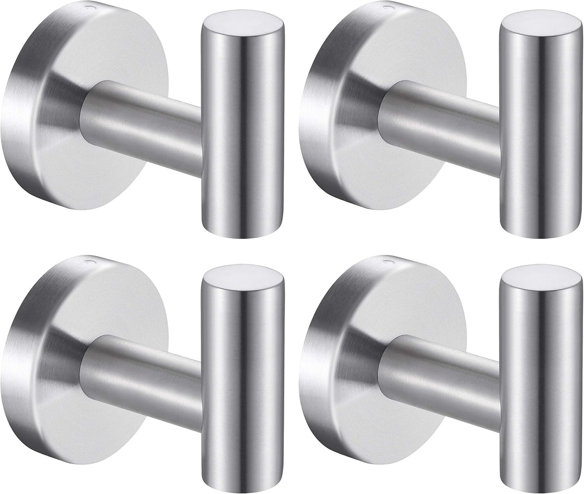 Towel Hooks Bathroom Coat Robe Wall Hook Heavy Duty Door Hanger Towel Robe Clothes Cabinet Closet Sponges Rack for Bathroom Bedroom Kitchen Hotel Pool 4 Packs Black(Drilling Installation)