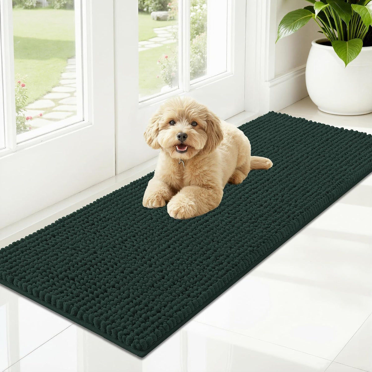 OLANLY Dog Door Mat for Muddy Paws 30x20, Extra Absorbent Chenille Mud Mat