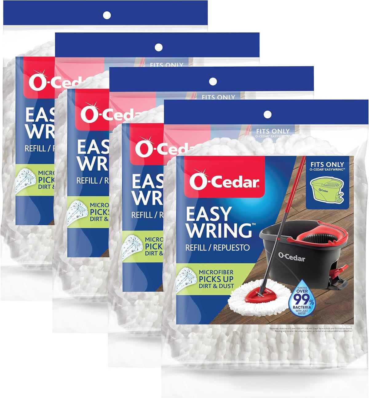 O-Cedar EasyWring Deep Clean Refill (1-Pack) | 40% More Cleaning Power | Microfiber Mop Refill Compatible with O-Cedar EasyWring Spin Mop & Bucket System