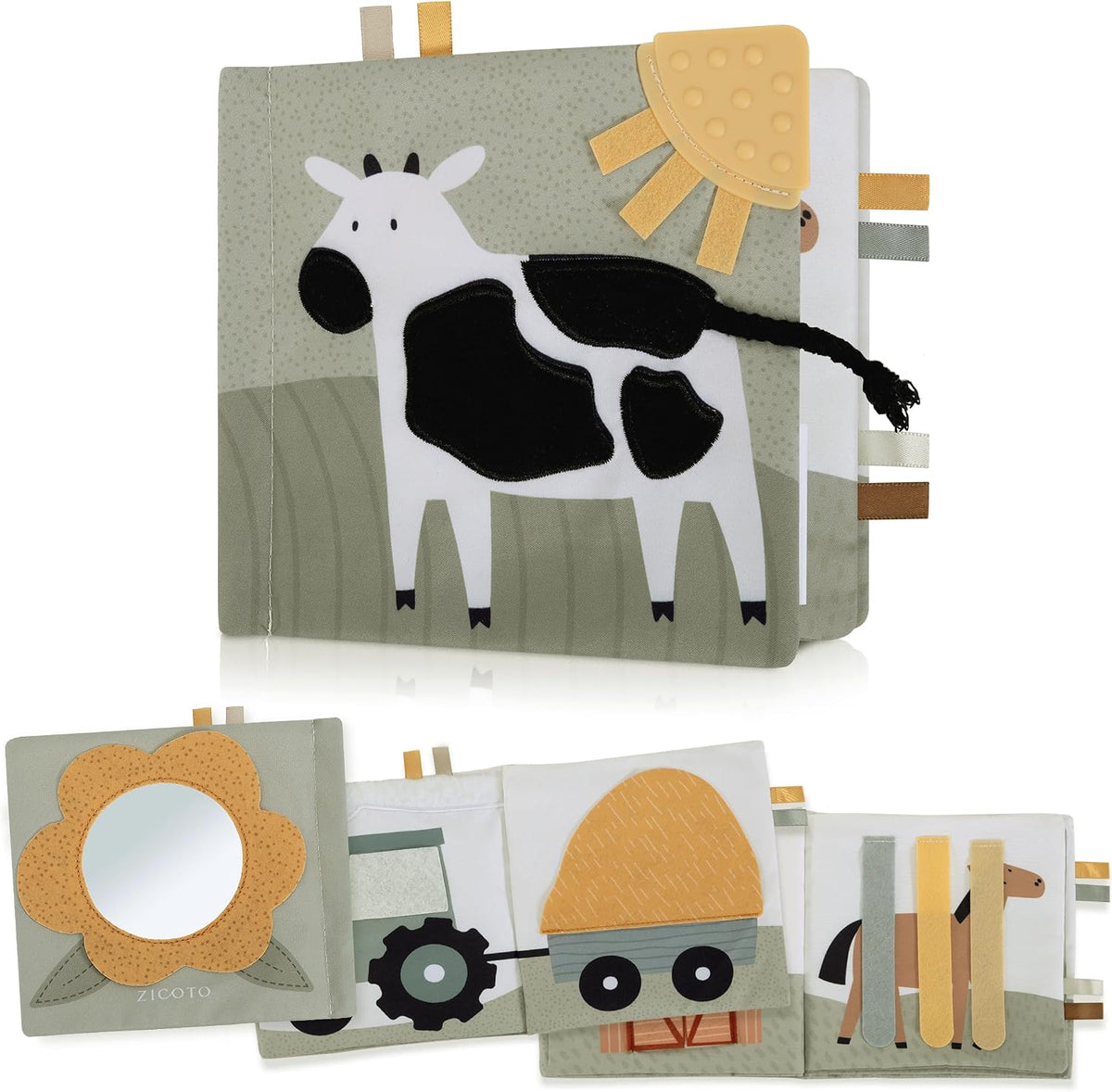 Soft Baby Book with Touch and Feel Pages - Cute Sensory Toy for Babies