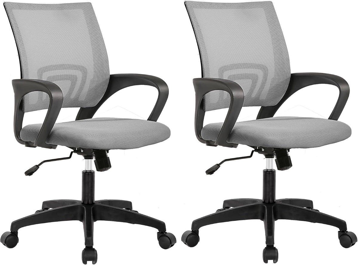 BestOffice Ergonomic Office Chair | Mid-Back Swivel Desk Chair | Dark Black