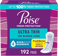 Poise Ultra Thin Incontinence Pads & Postpartum Pads for Bladder Leaks, 4 Drop Moderate Absorbency, Regular Length, 144 Count, Packaging May Vary