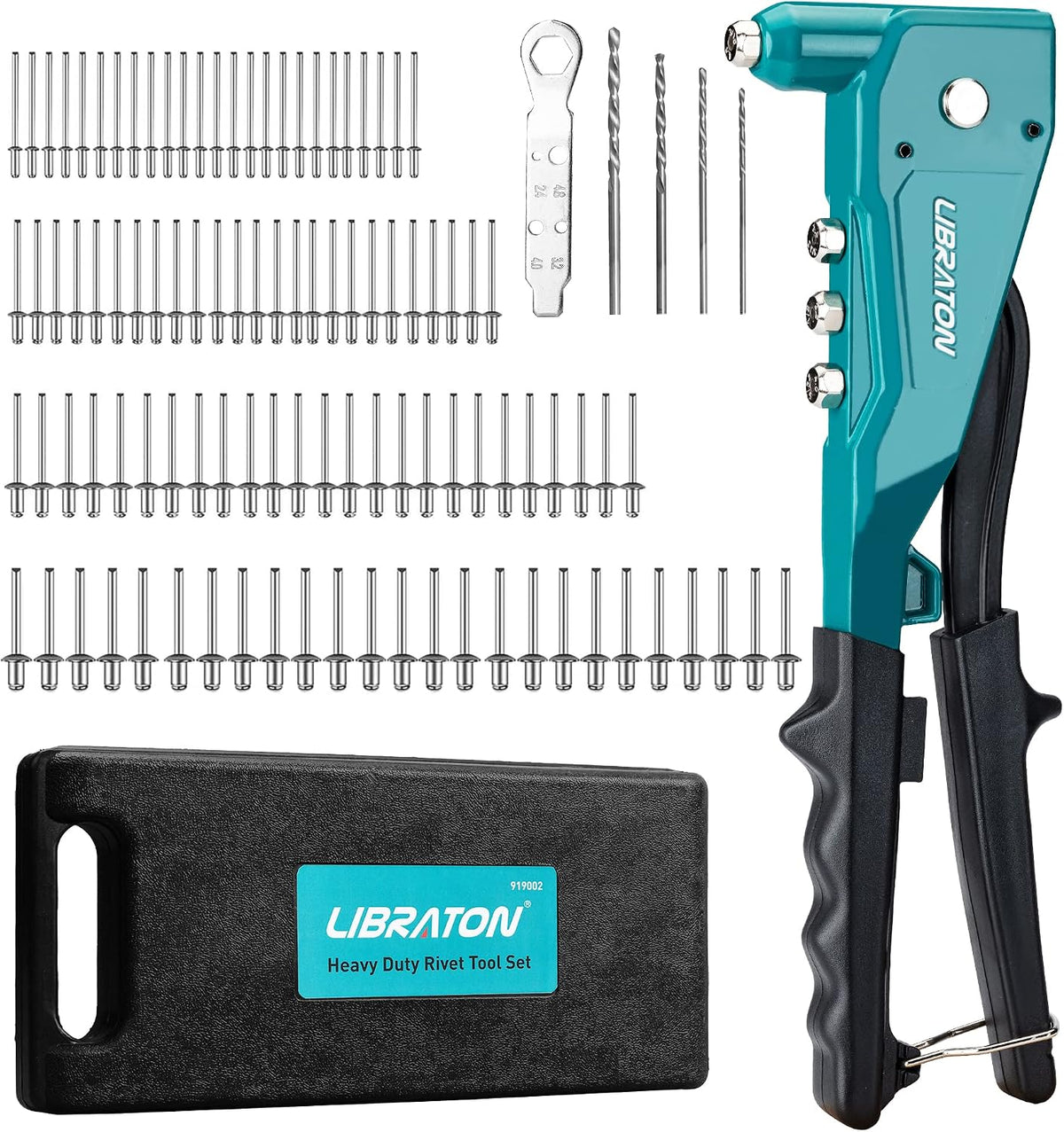 LIBRATON Heavy Duty Rivet Gun, Pop Rivet Gun Set, Professional Hand Riveter