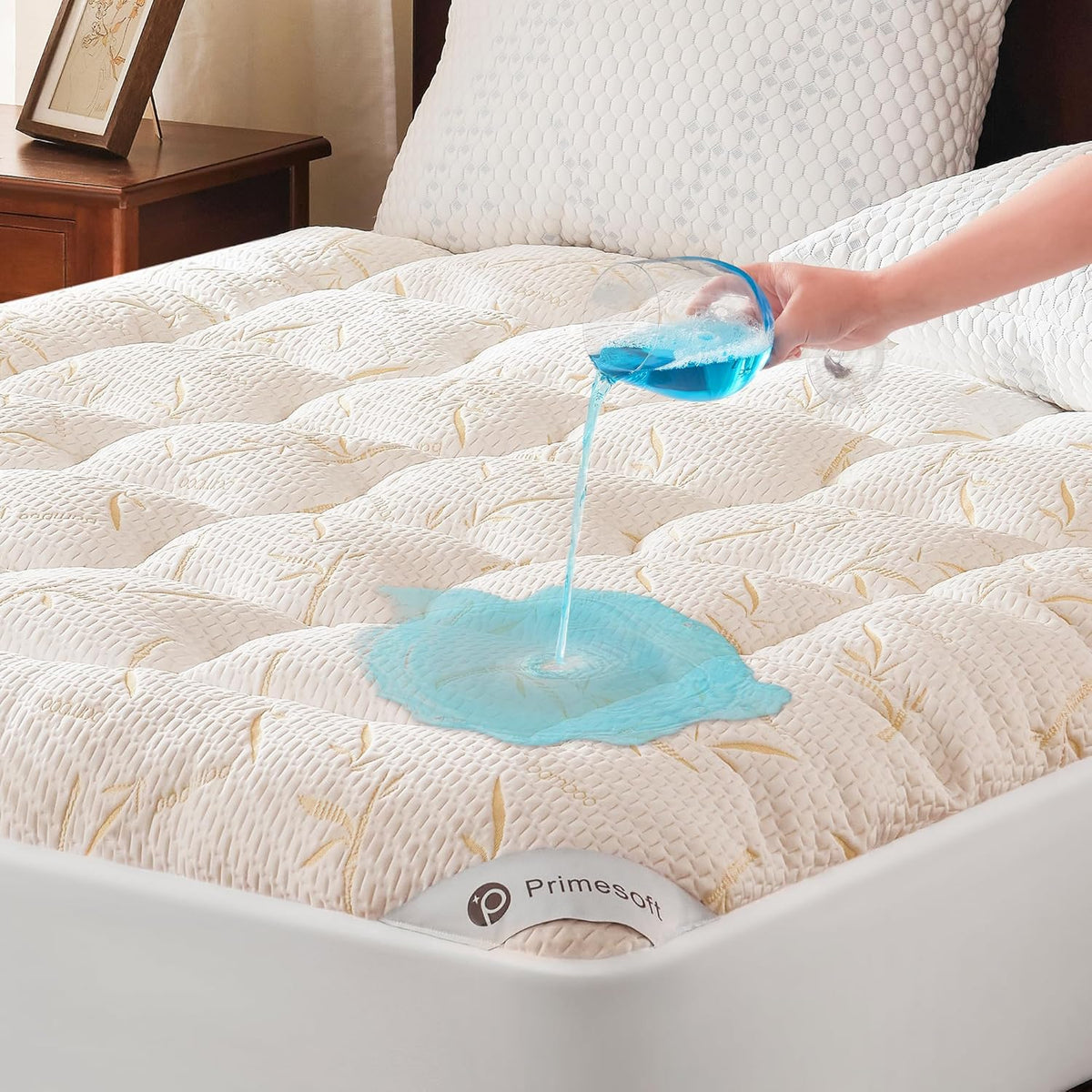 PRIMESOFT Queen Size Mattress Topper, Thick Pillow Top Mattress Pad，Up to 21 Inch Deep Pocket,Soft Breathable Mattress Pad for Back Pain, Waterproof Protector Cover(White)