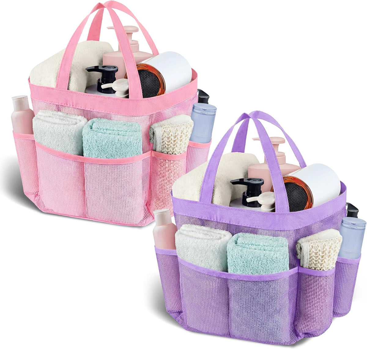 Mesh Shower Caddy Portable - 9 Pockets, Shower Bag for Dorm Room Camping