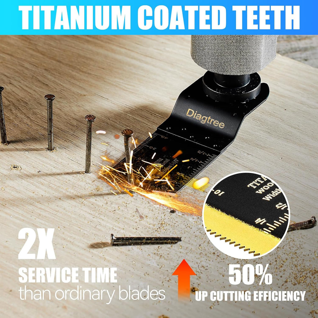 Oscillating Saw Blades, Diagtree 115PCS Titanium Oscillating Multitool Blades for Metal, Wood and Plastic, fit Dewalt Milwaukee Ryobi Fein Dremel Bosch Rockwell M Kita Porter(Titanium, 115)