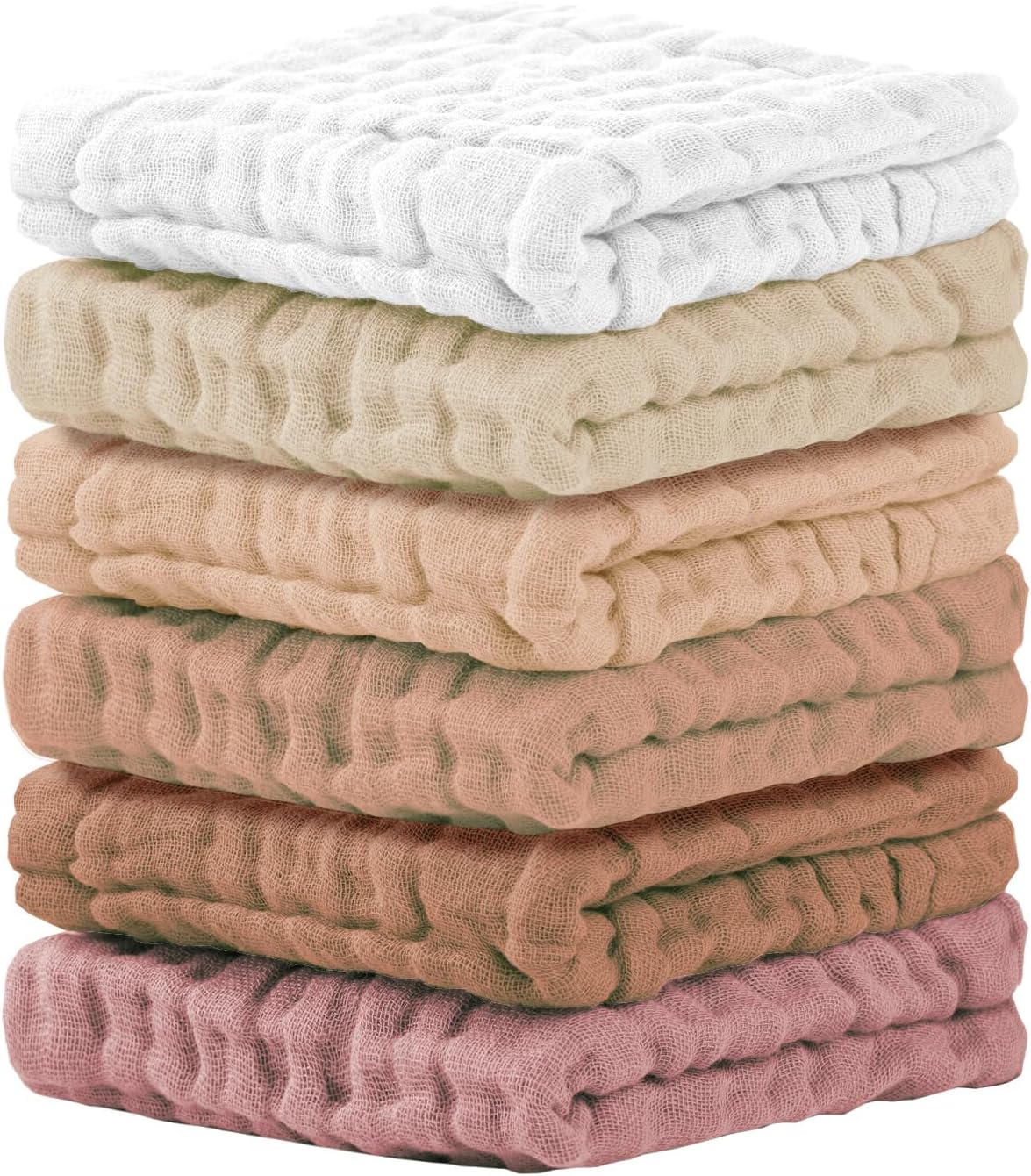 Cuddle Campus 6 Pack Muslin Baby Washcloths, Burp & Wash Cloths for Babies