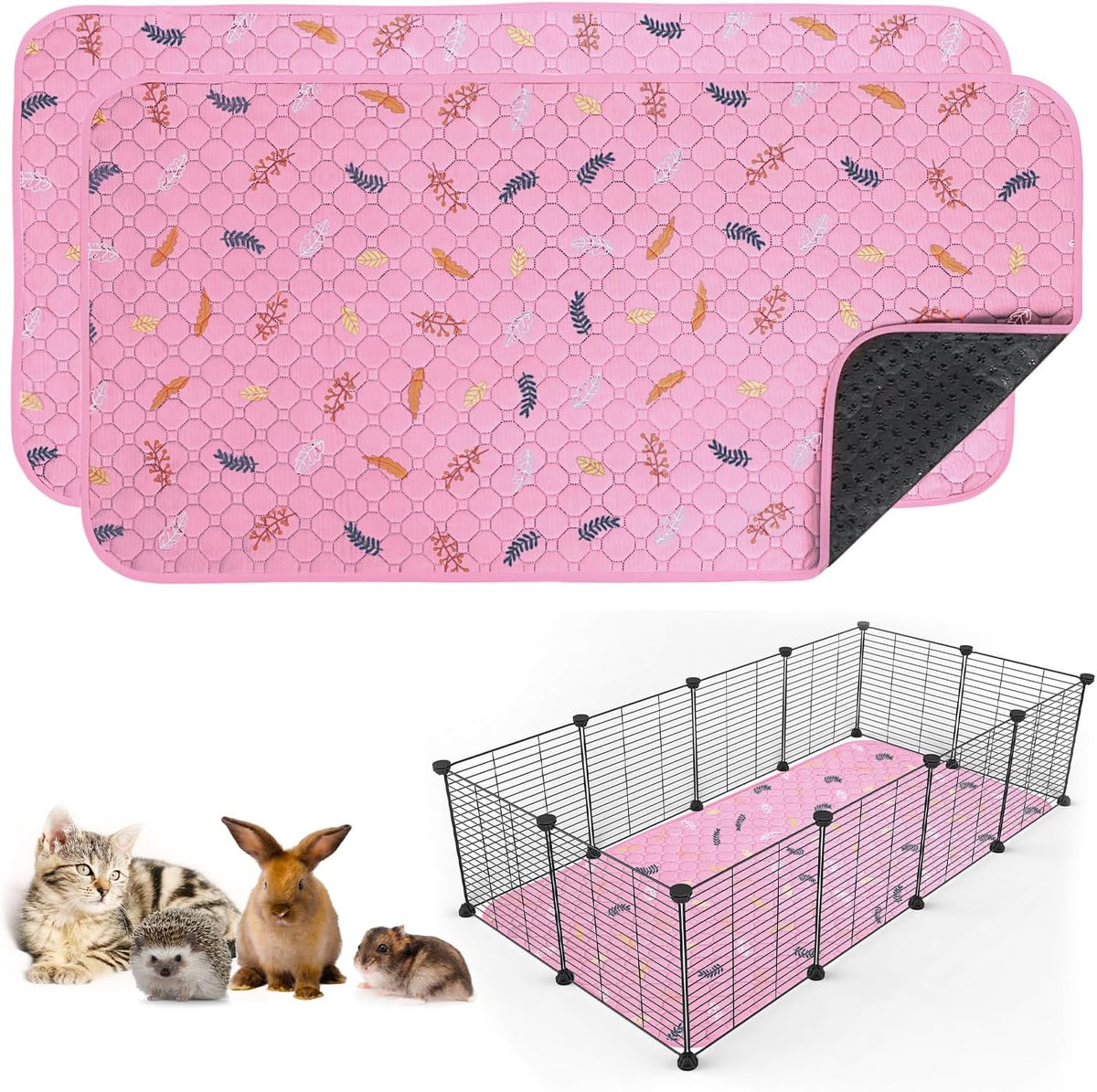 Sunheir Washable Pee Pads for Dogs, Reusable Puppy Pads for Dog Playpen 2PC | Thick Super Absorbent, Leak-Proof & Non-Slip, Waterproof Dog Pads for Puppy Playpen, Crate, Whelping Box, Potty Training Grey