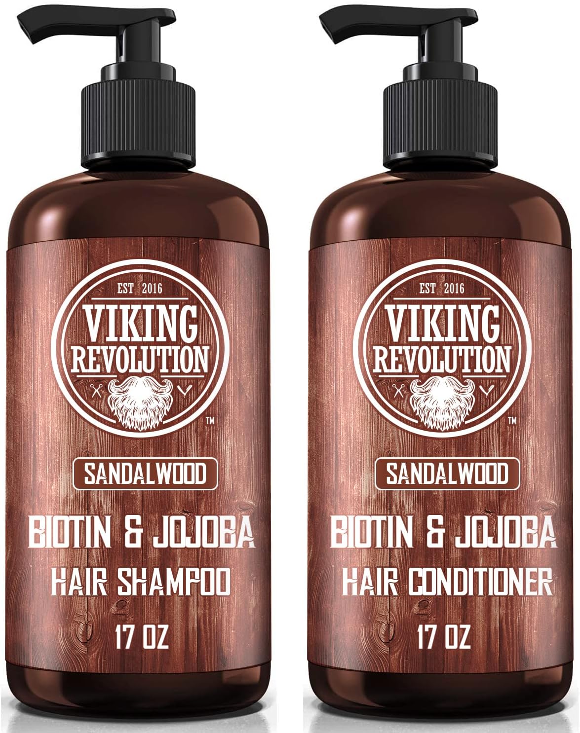 Viking Revolution Hair Shampoo & Conditioner Set for Men - Sandalwood 17 oz