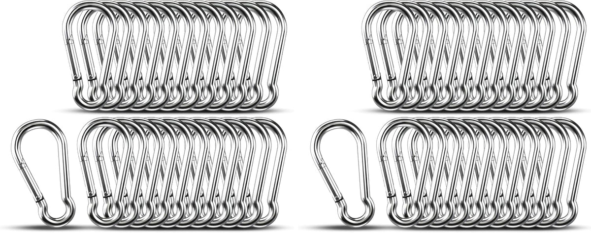 Small Carabiner Clip Hooks, 10pcs 1.57 inch Carabiners Heavy Duty, 304 Stainless Steel Spring Snap Hook Fits Camping Hiking, Metal Clips for Rope Chain Keychain Keys Rings
