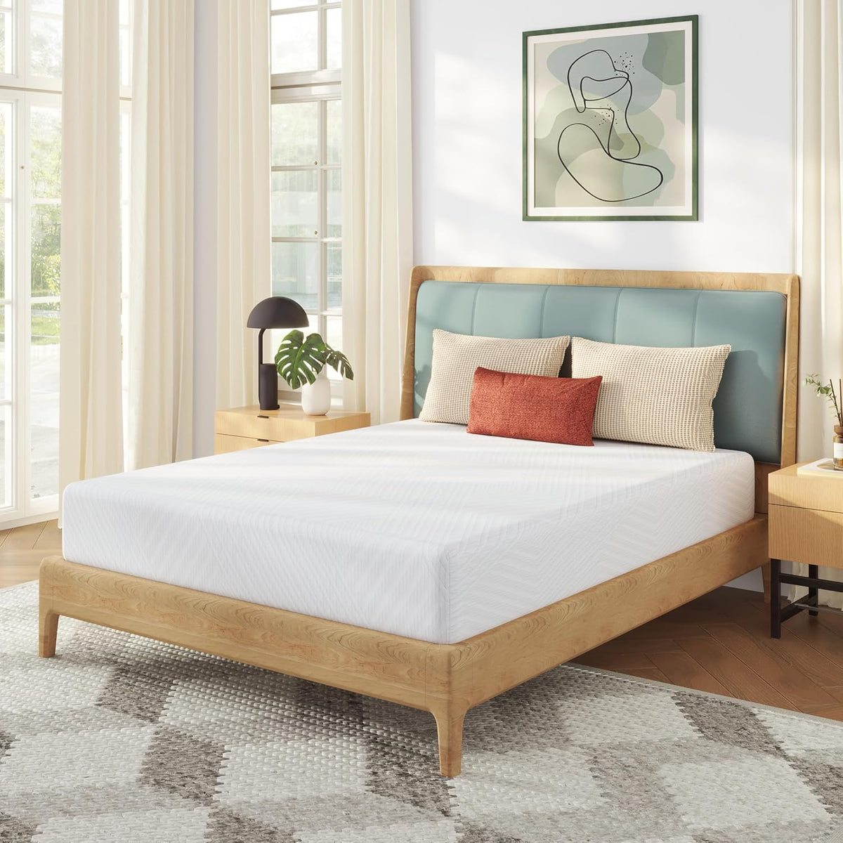 MLILY 8 Inch Twin Mattress for Kids Green Tea Memory Foam Medium Firm