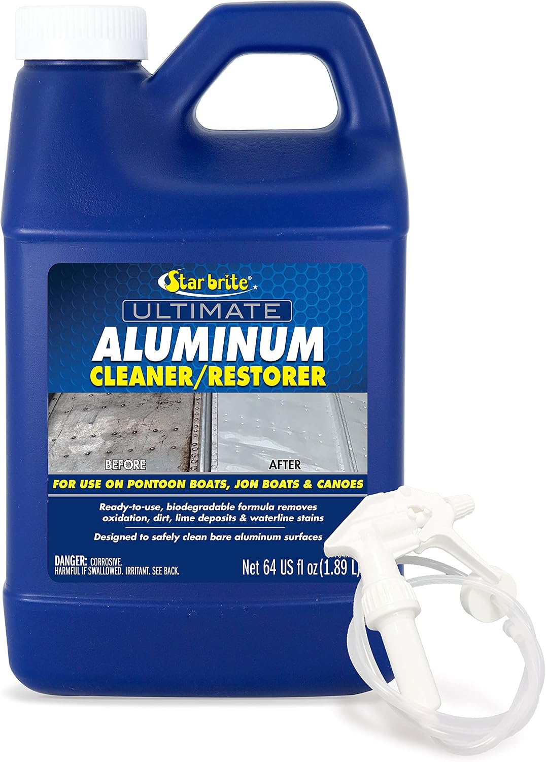 STAR BRITE 87764 Ultimate Aluminum Cleaner & Restorer - Safely Clean Pontoon Boats, Jon Boats & Canoes, 64 oz.