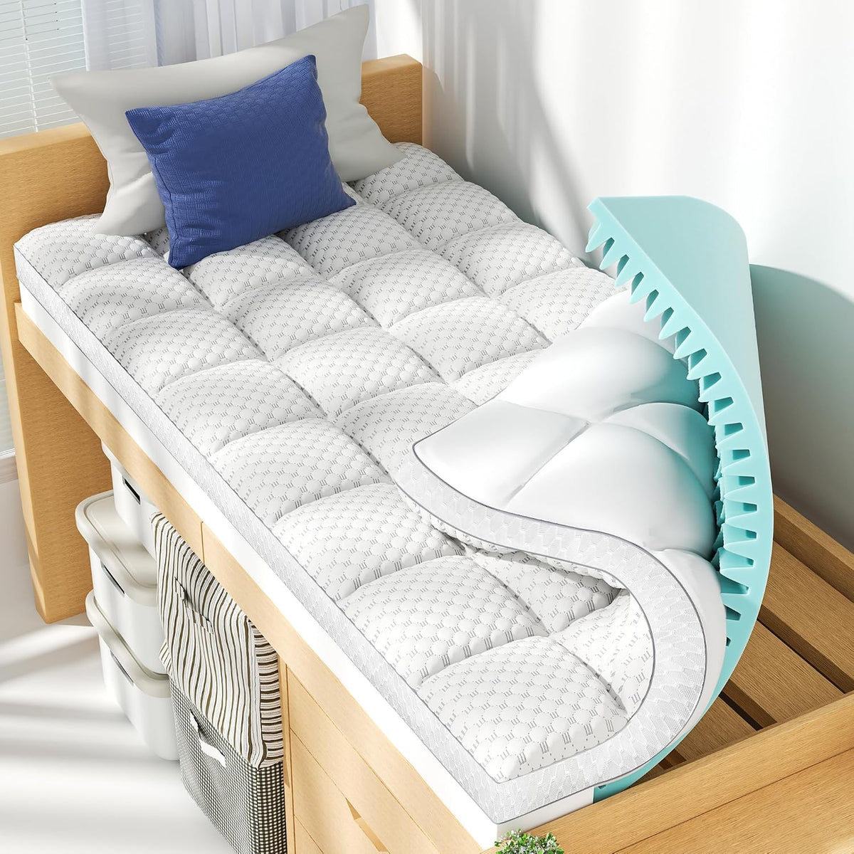 BEDELITE Dual Layer King Size Memory Foam Mattress Topper