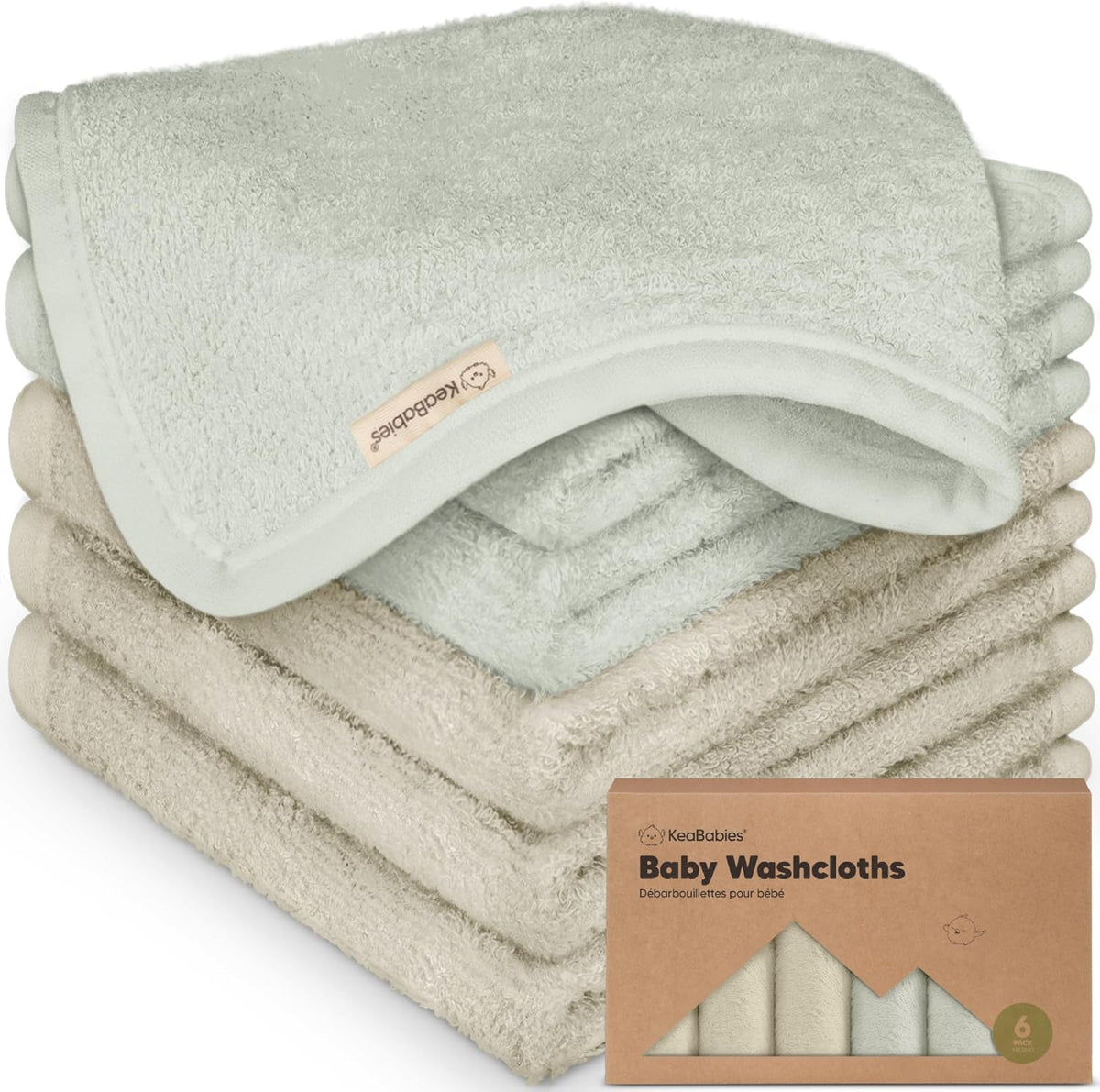 6-Pack Baby Washcloths, Soft Absorbent Washcloths for Face, Body (White)
