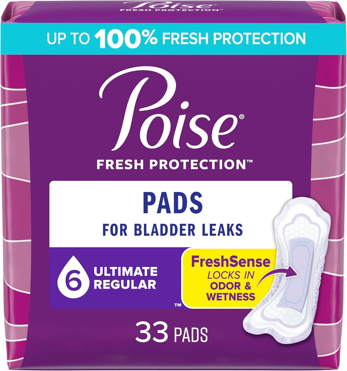 Poise Incontinence Pads for Women, 6 Drop, Long, 90 ct