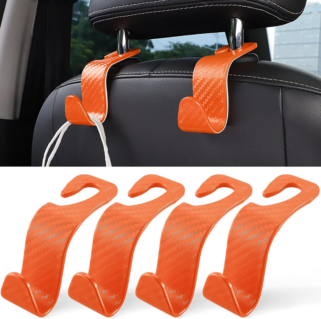 LivTee Car Seat Headrest Hook, Auto Seat Hook Hangers Storage Organizer Interior Accessories for Purse Coats Umbrellas Grocery Bags Handbag, 4-Pack