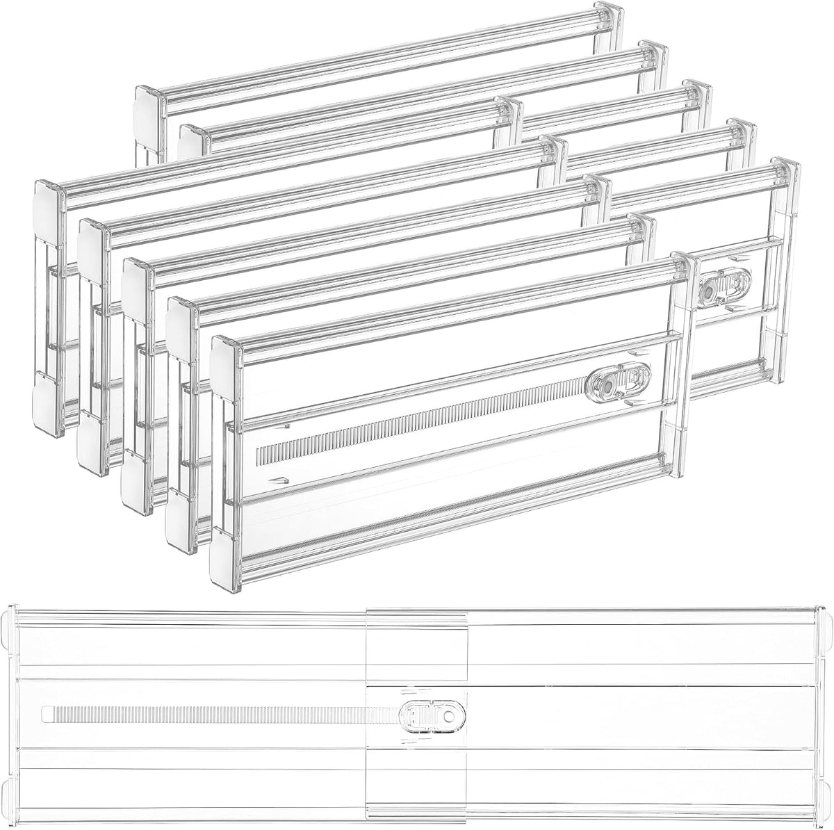 Vtopmart 6" Tall Upgrade Drawer Dividers, 12.8"-22.3" Expandable, 8 Pack