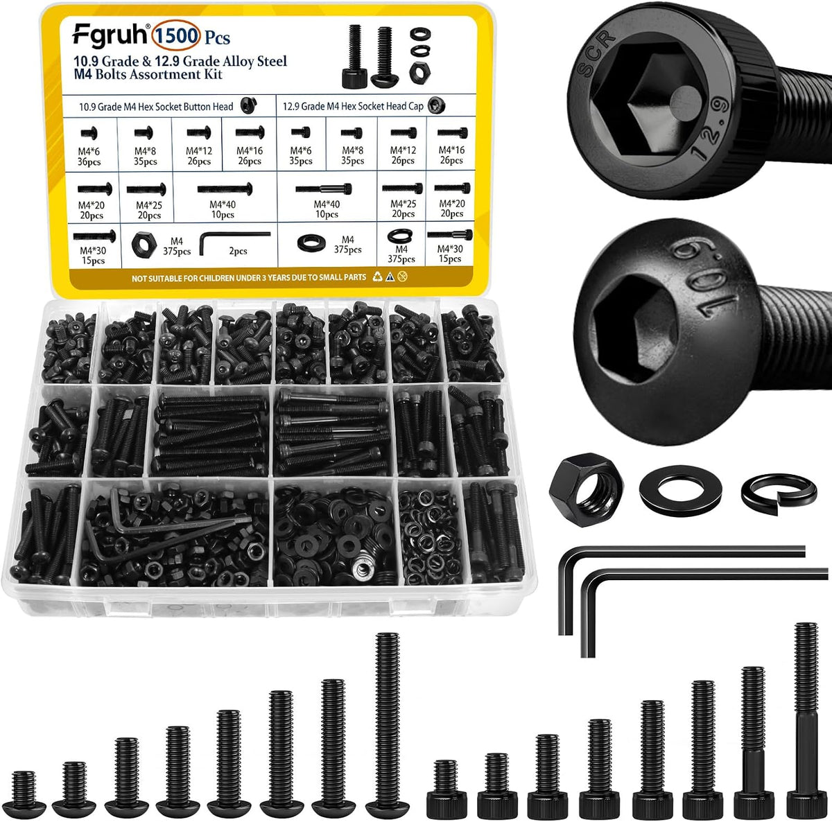 750PCS M3 Hex Socket Screw Assortment Kit,M3x6/8/10/12/16/20/25/30 mm
