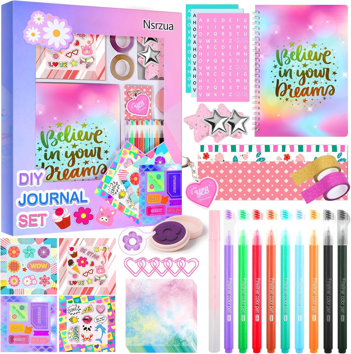 Nsrzua DIY Journal Kit for Girls,Toys for Ages 8-14 and Birthday Gifts for Girls.