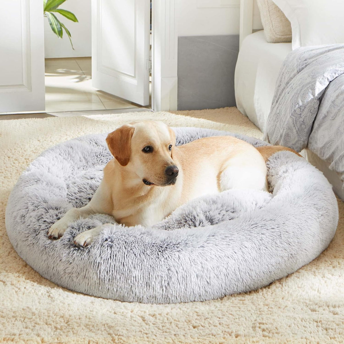 Western Home Calming Donut Cat Bed Small Dog Bed Washable,20" Light Grey