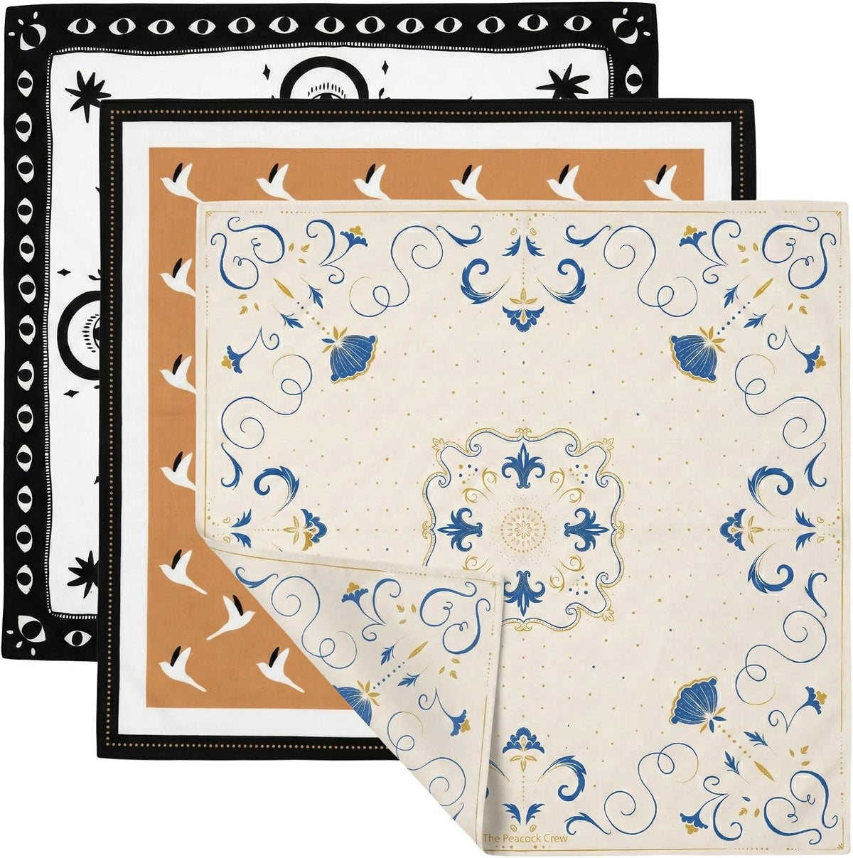 The Peacock Crew Premium Soft Cotton Bandanas Pack for Men and Women Paisley 22 x 22 inches