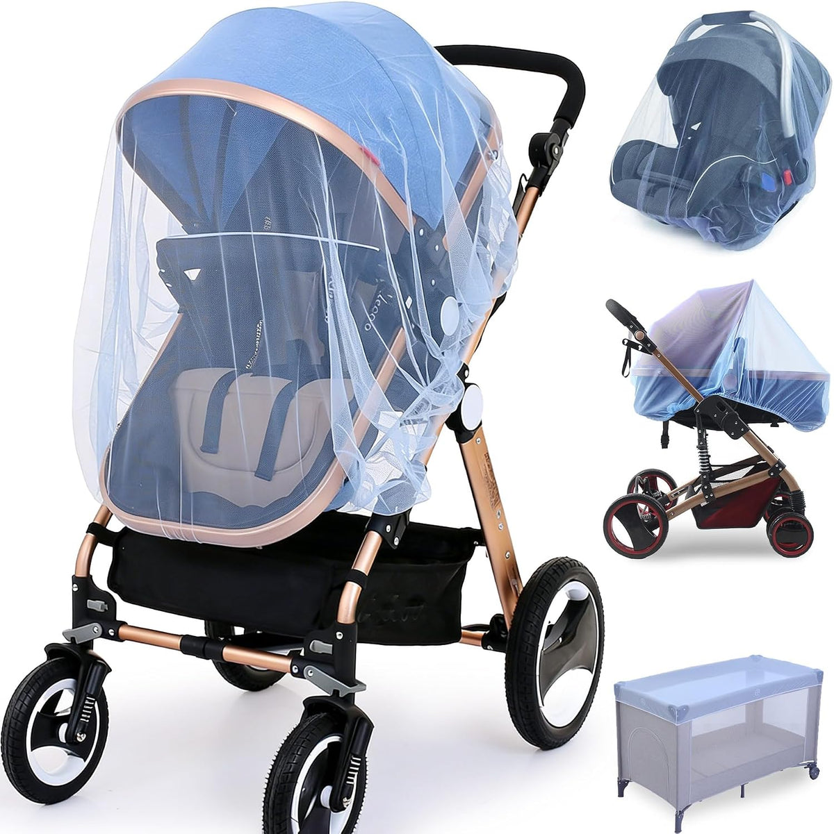 Sysmie 2 Pack Baby Stroller Mosquito Net, Durable Mesh Protection, Black