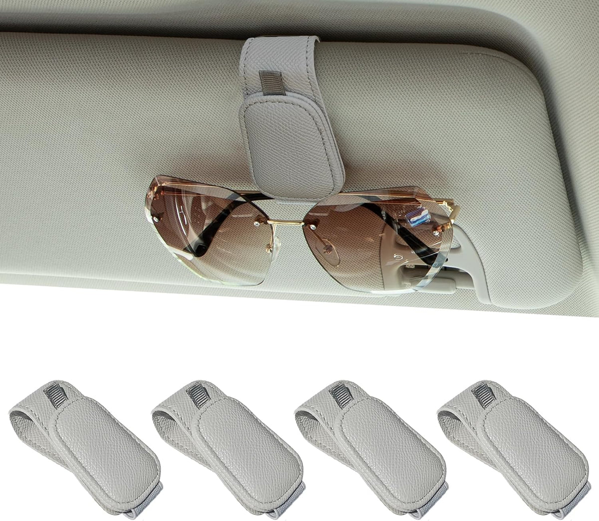 Yuoyar 2 Packs Magnetic Sunglass Holder for Car Visor (Grey)