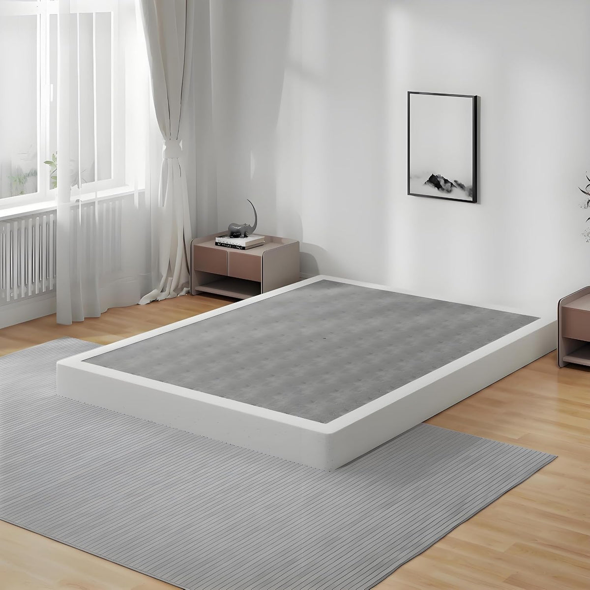 Snaye Queen Size Box Spring Bed Base 9 Inch, 3000lbs Heavy Duty Box Spring Queen Metal Mattress Foundation, Tool-Free Easy Assembly, Noise Free