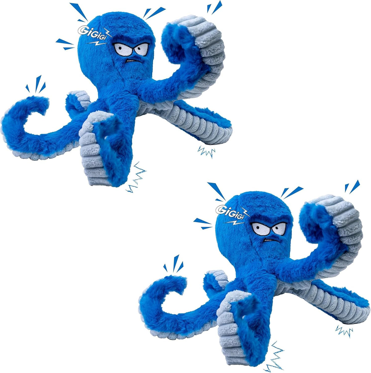 LEGEND SANDY Tough Dog Toys, Stuffed Chew Large Dog Toys to Keep Them Busy, Interactive Squeaky Tug of War Doggie Toy, Crinkle Blue Octopus | Interactive Tug of War Puppy Toys, Crinkle Stuffed Octopus for Small Medium and Large Breeds, Birthday Gift for P