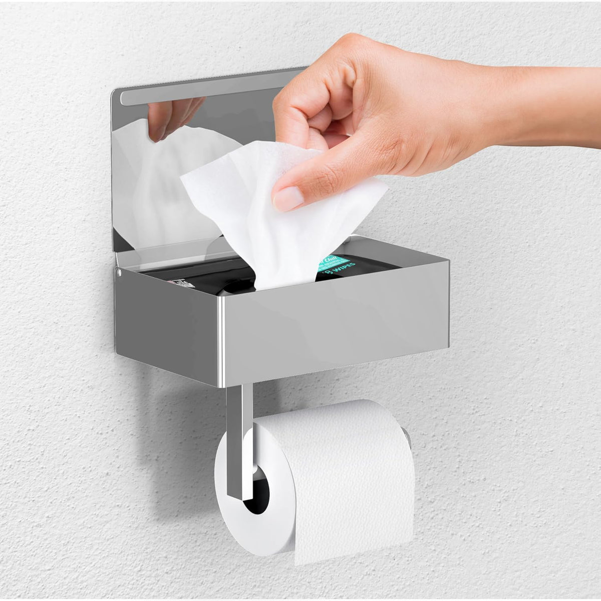Day Moon™ - Matte Black Toilet Paper Holder Wall Mount - Modern Roll Holder