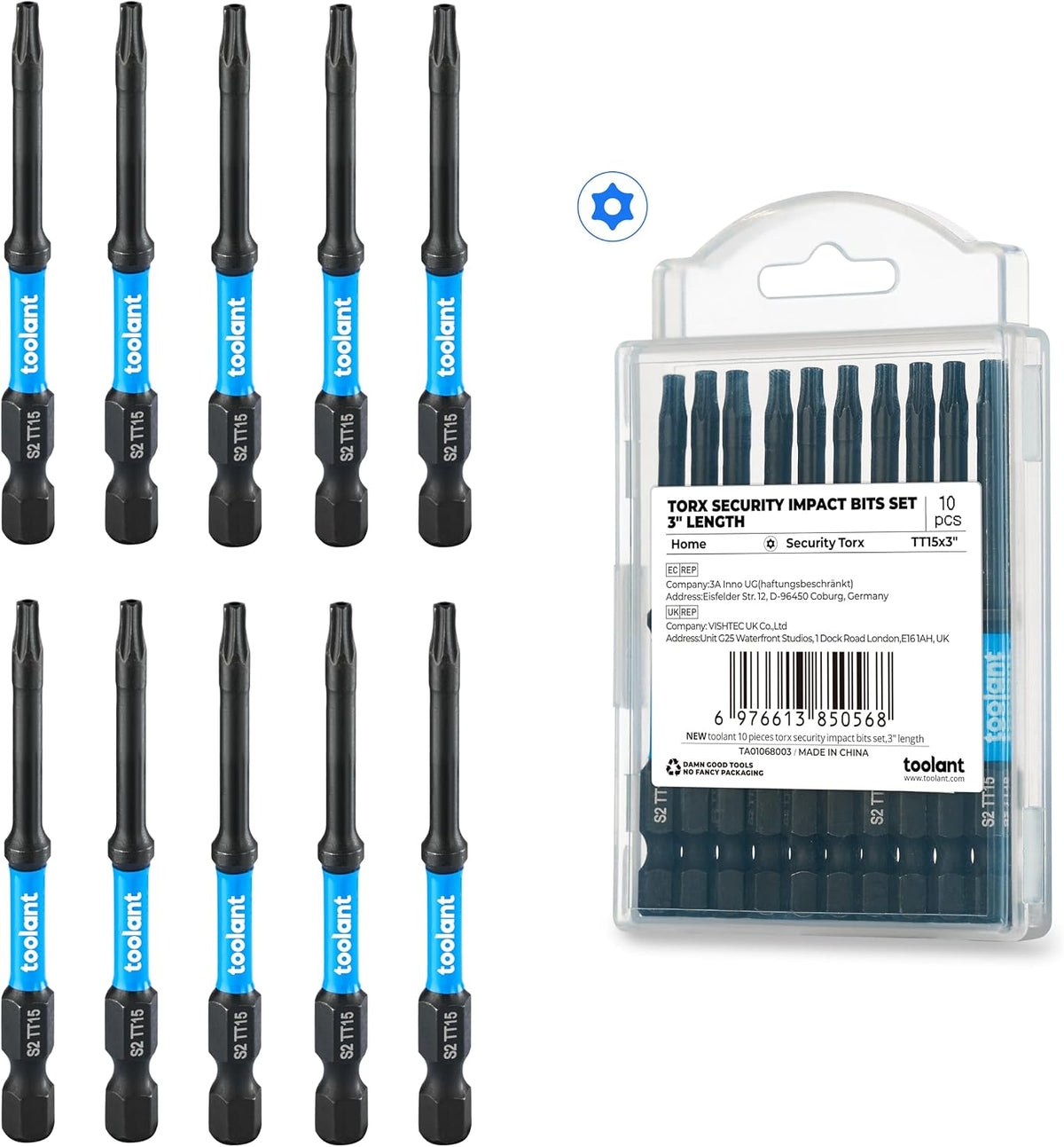 toolant 27PCS Impact Torx Bit Set TT7-TT40 S2 Steel Security Torx