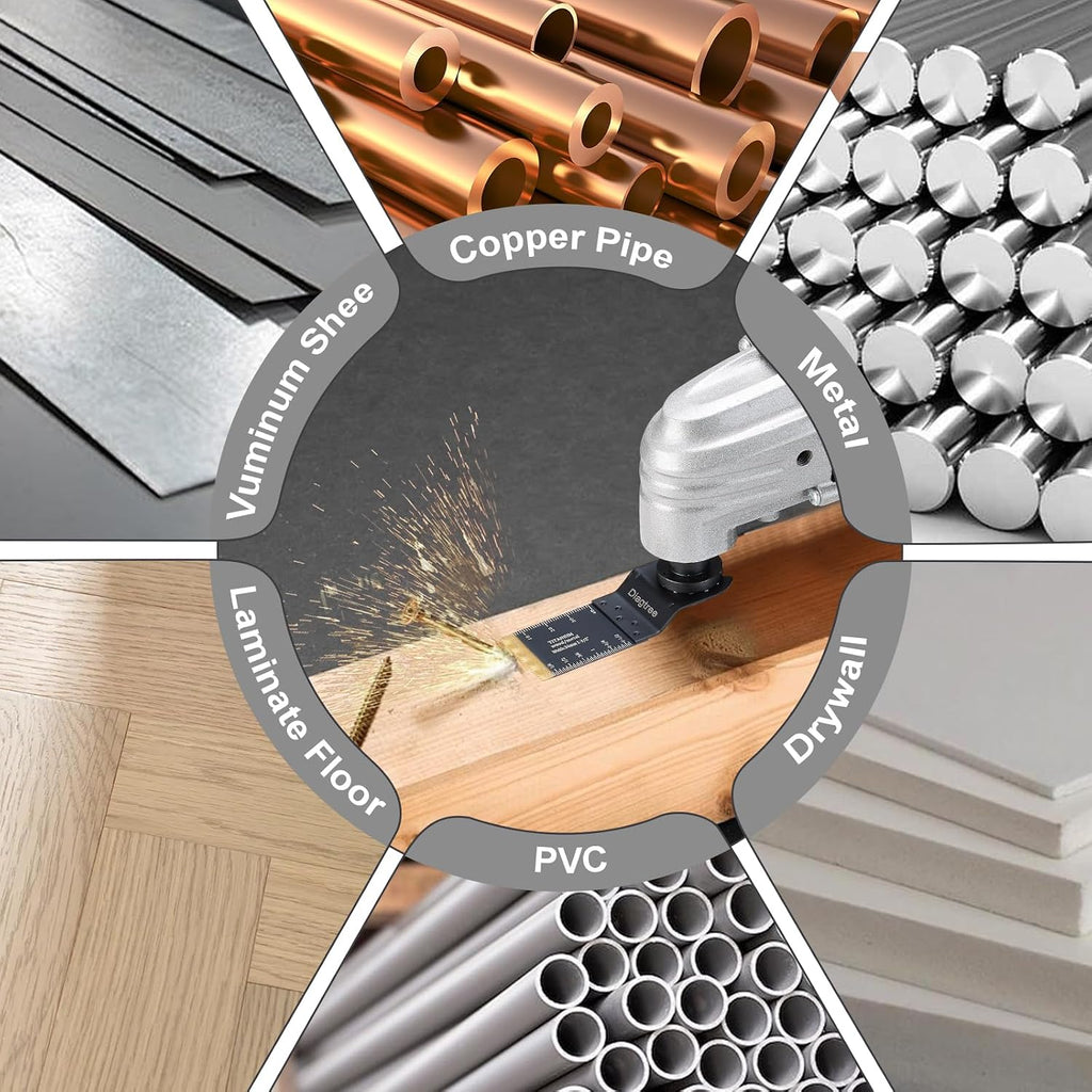 Oscillating Saw Blades, Diagtree 115PCS Titanium Oscillating Multitool Blades for Metal, Wood and Plastic, fit Dewalt Milwaukee Ryobi Fein Dremel Bosch Rockwell M Kita Porter(Titanium, 115)