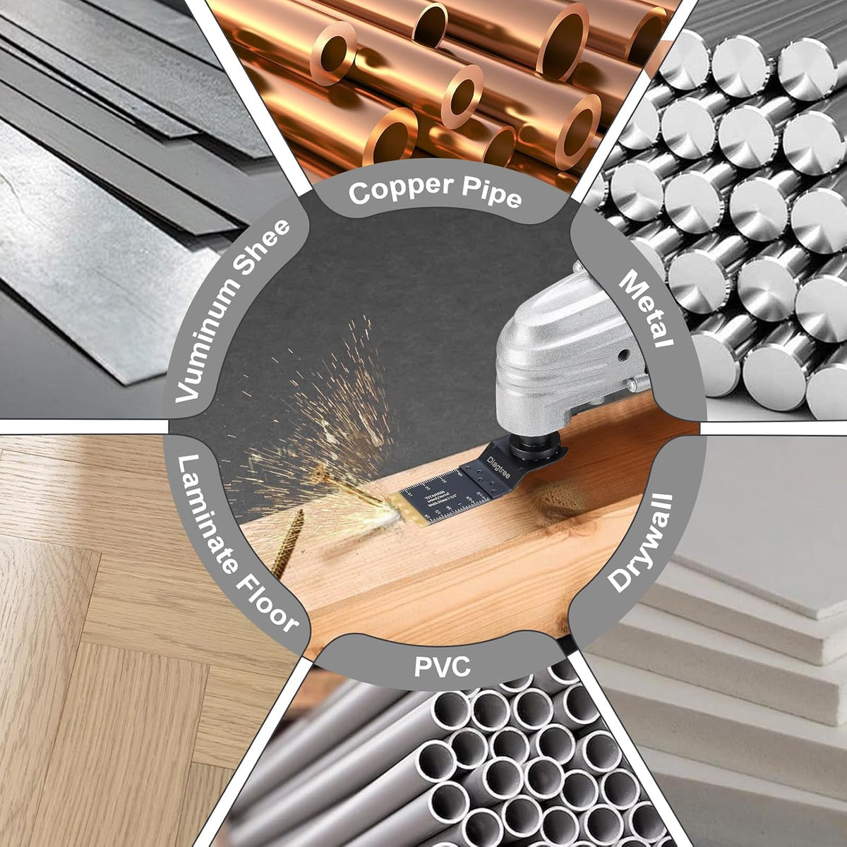 Oscillating Saw Blades, Diagtree 115PCS Titanium Oscillating Multitool Blades for Metal, Wood and Plastic, fit Dewalt Milwaukee Ryobi Fein Dremel Bosch Rockwell M Kita Porter(Titanium, 115)