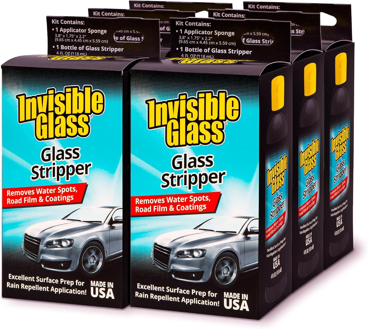 Invisible Glass 91411 Glass Stripper Water Spot Remover Kit – Cerium Oxide Based Auto Glass Polish for Windshields, Hard Water Spots, Road Films & Old Coatings – 4 Fl Oz