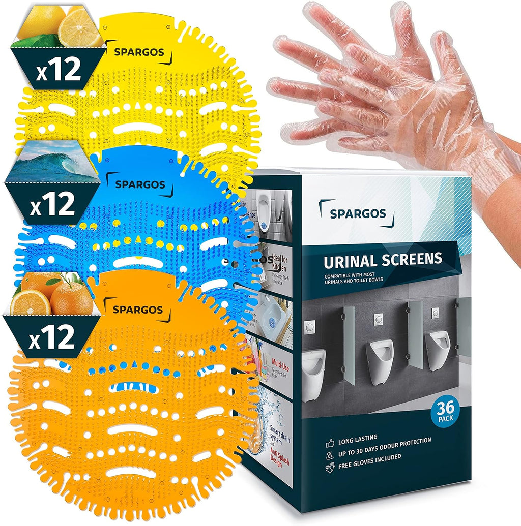 Spargos Urinal Screen Deodorizer, 50 Pack Cakes and Pads