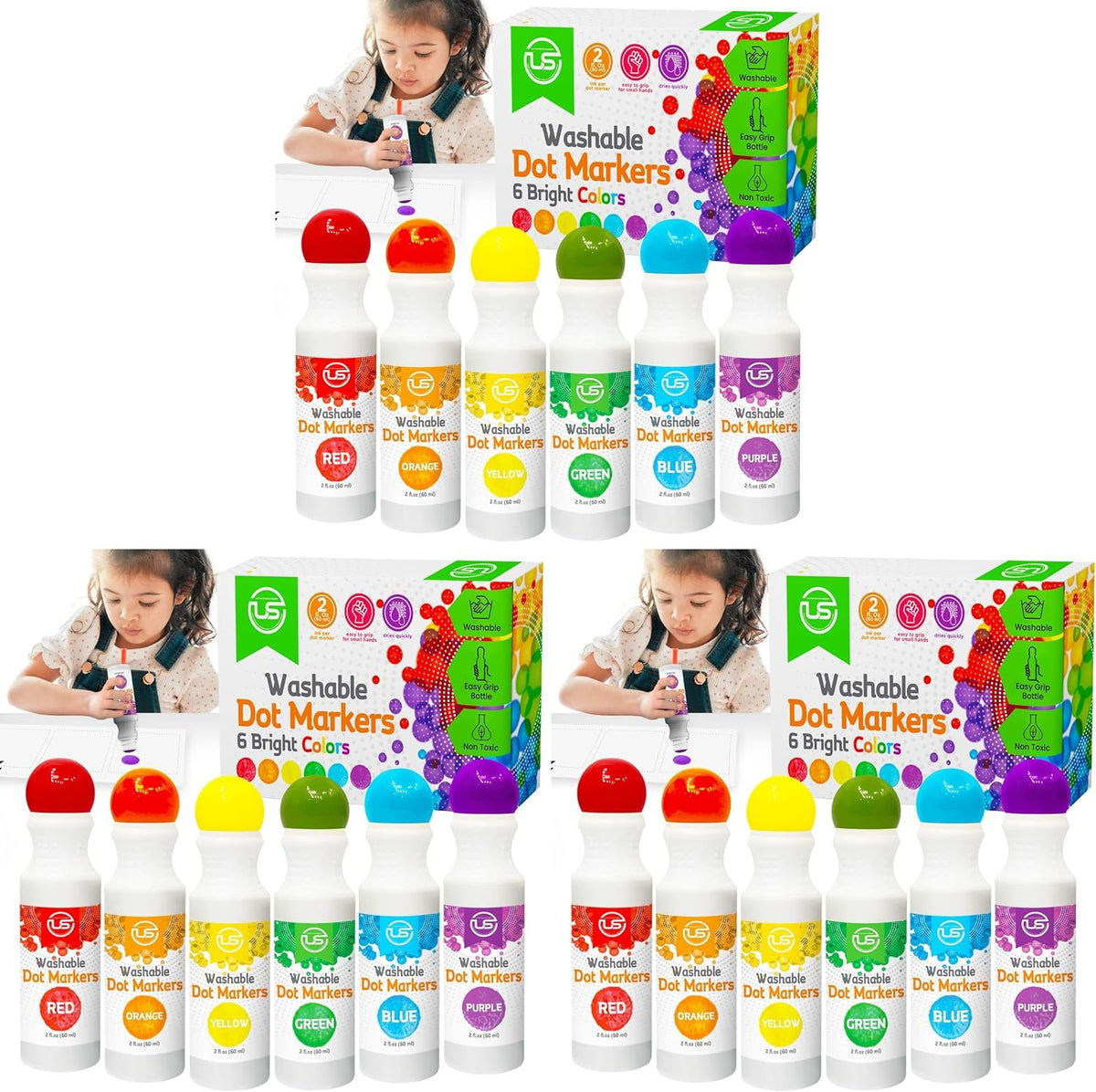 Dot Markers for Toddlers and Kids,6 Color Bingo Daubers, Dot Art Washable Paint for Kids, Bingo Markers, Toddler Arts and Crafts, Kindergarten Classroom Must Haves
