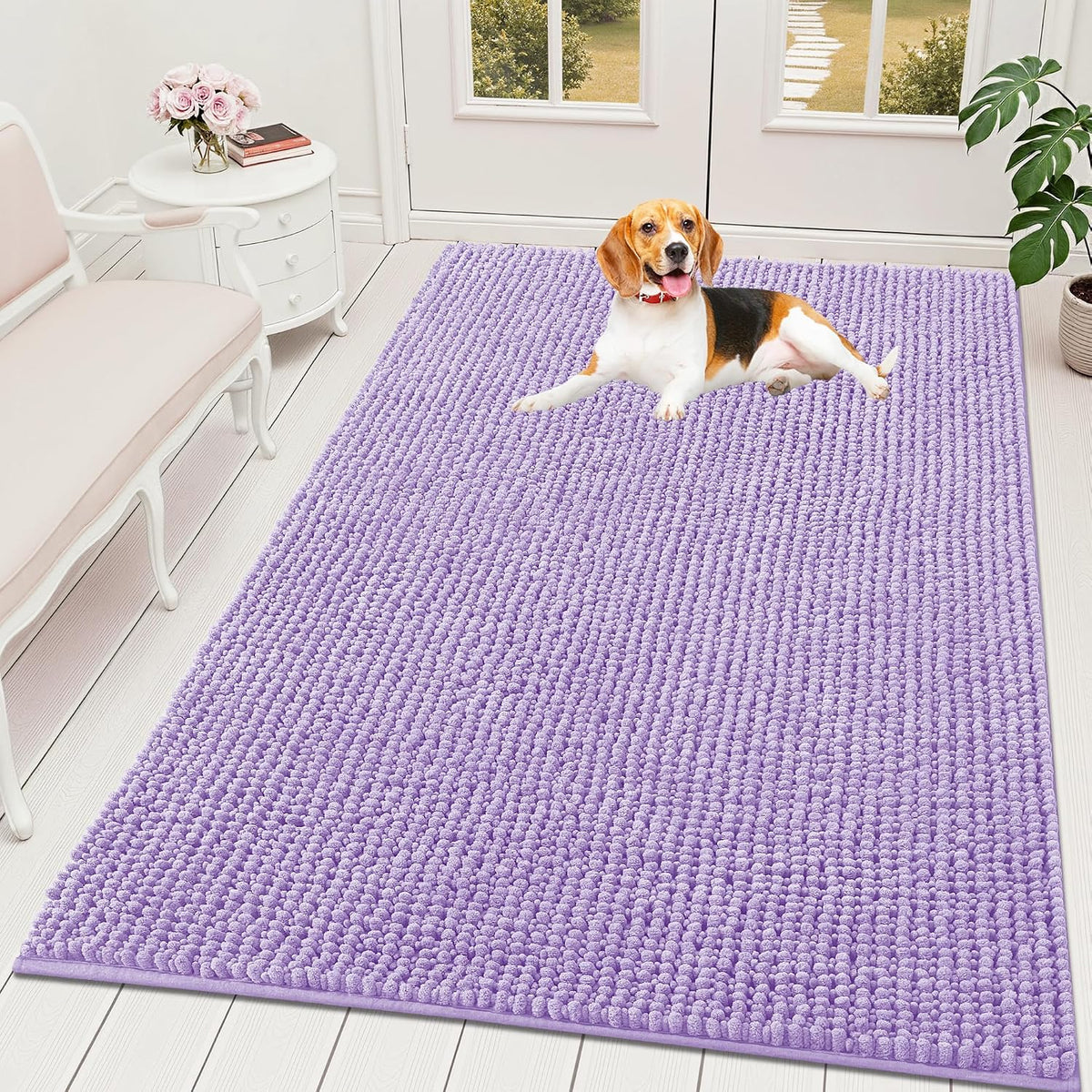 OLANLY Dog Door Mat for Muddy Paws 30x20, Extra Absorbent Chenille Mud Mat