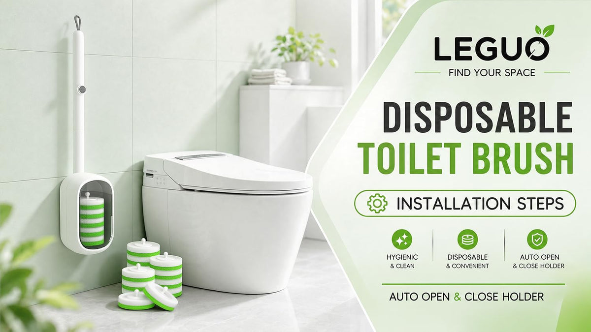 Wall Mounted Disposable Toilet Brush System with Holder, Toilet Bowl Cleaning Wand with Green Refills and One-Button Release, 1 Wand and Holder with 24 Green Refills