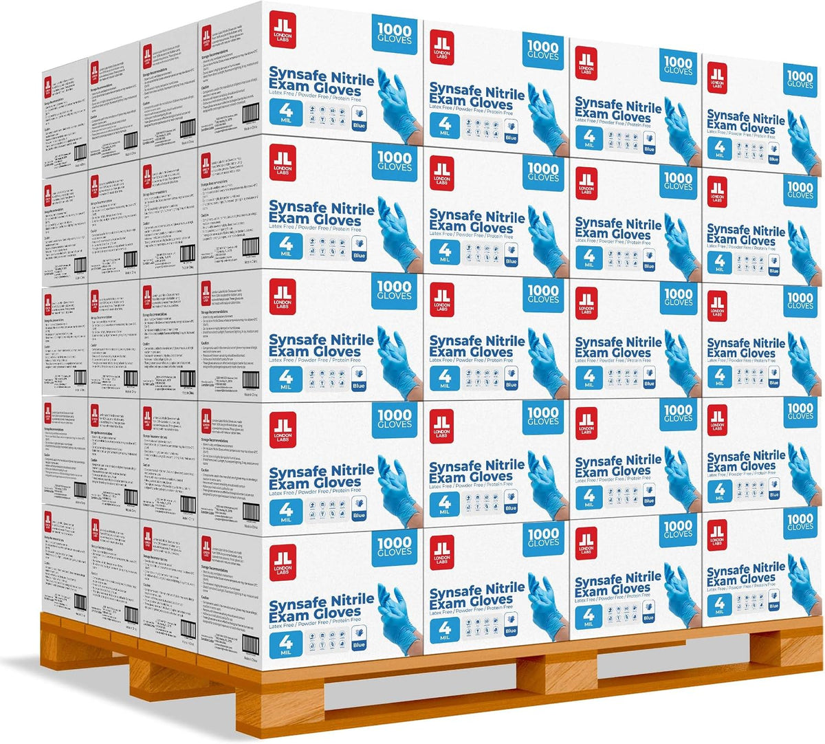 London Labs Synsafe 4 Mil - Blue Nitrile Exam Gloves –Disposable Latex Free & Powder Free – Extra Strong, Rubber Gloves