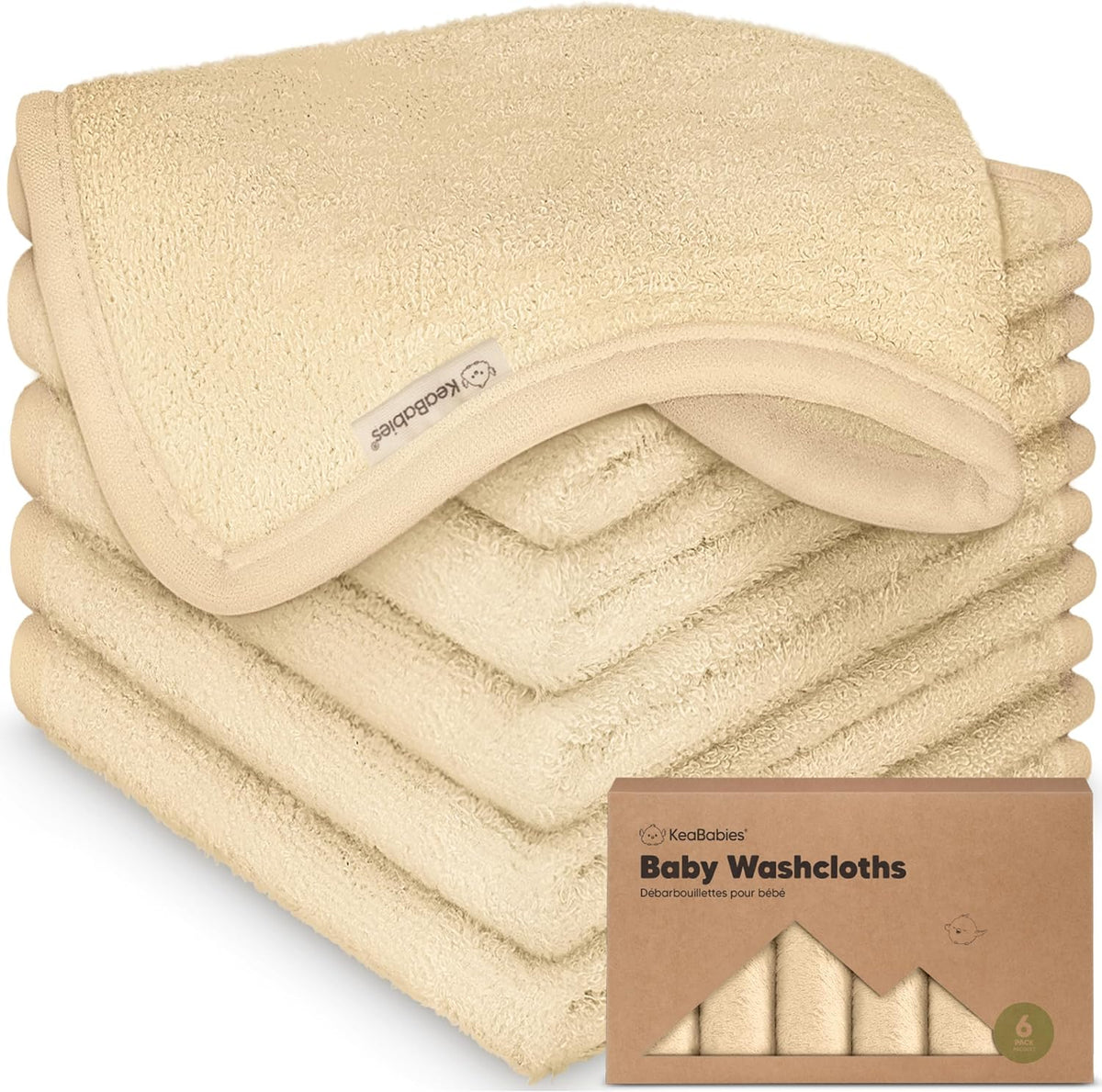 6-Pack Baby Washcloths, Soft Absorbent Washcloths for Face, Body (White)
