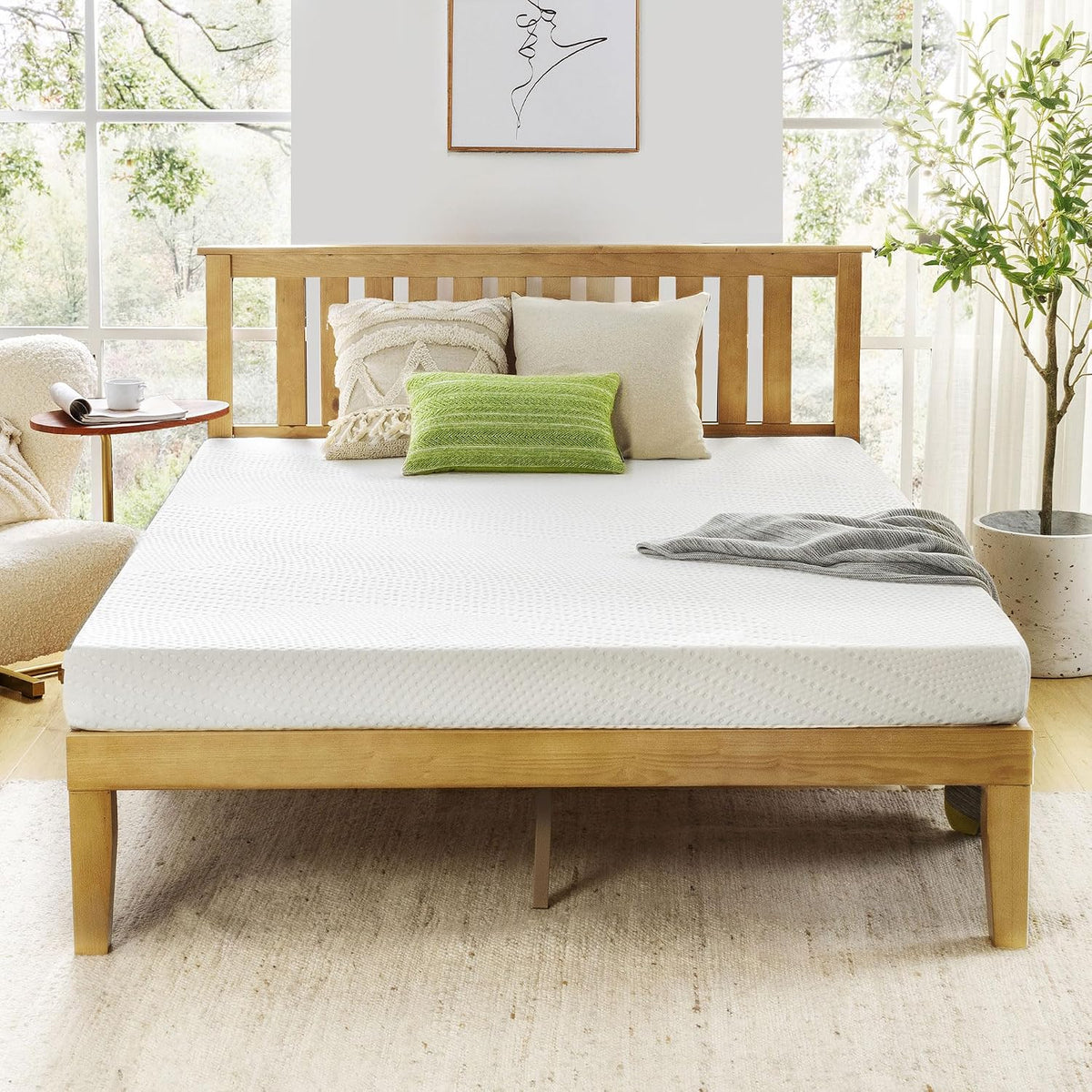 Best Price Mattress 6 inch Twin Mattress Bed-In-A-Box, Green Tea Memory Foam, White