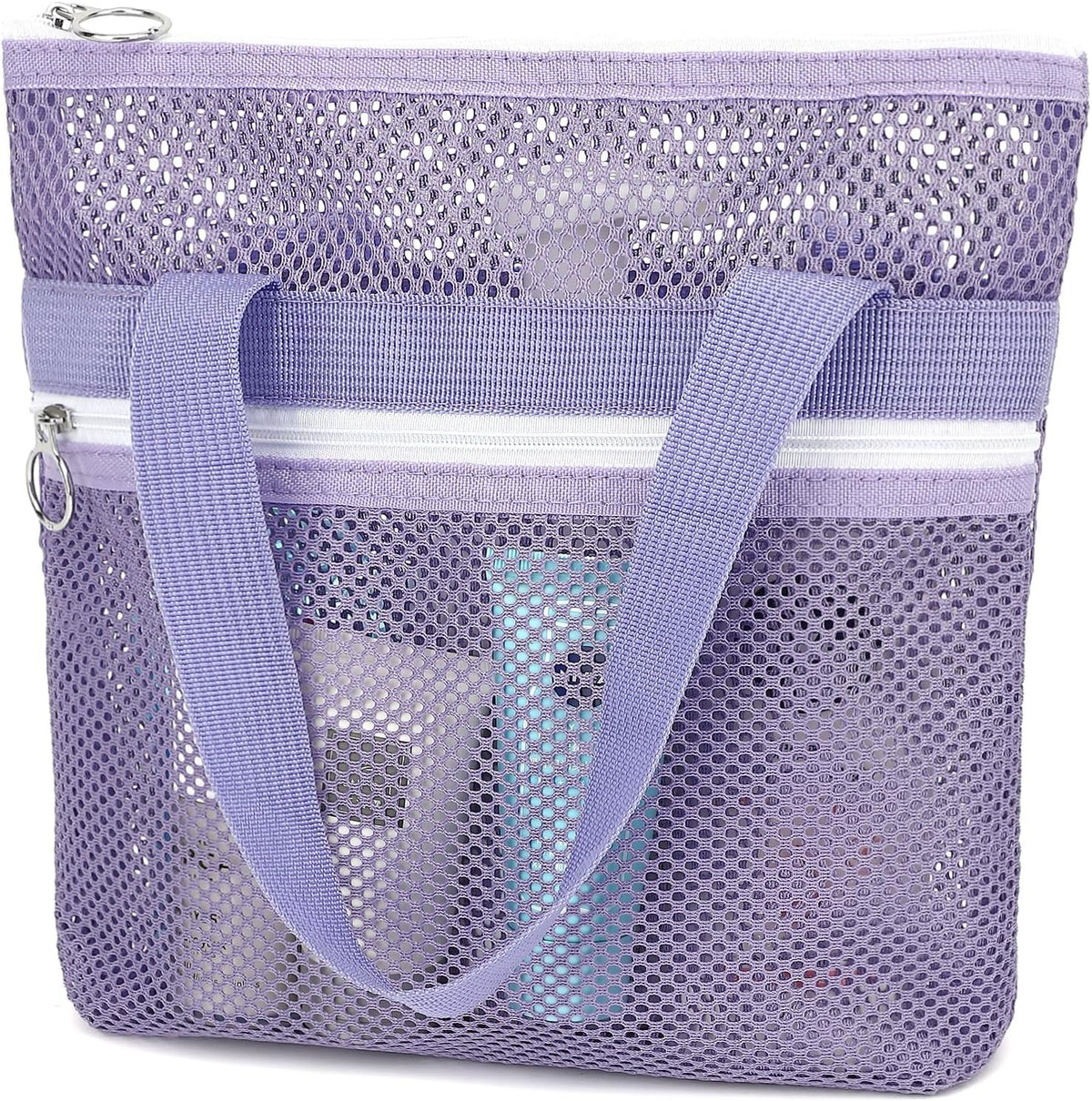 GYEUKHAM Mesh Shower Bag with 2 Zipper Pockets & Dual Handles, Quick-Drying Hanging Shower Caddy for College Essentials,Sunscreen,Dorm, Gym, Travel & Camping, Black